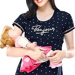 Women's Regular Fit Cotton Maternity Flash Printed Red Feeding Top 5347-image-8