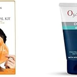 O3+ Vitamin C Facial Kit Depigmentation Single use Kit with Peel Off Mask, 45g & O3+ ALPHA MEN Acno D-TAN Scrub With Hyaluronic & Mint 50g - Detan Scrub for TAN removal Combo-14