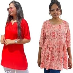 Combo Rayon Printed Long Top | Soft and Comfortable | Tops for Women | Tops for Stylish Women Pink-image-74