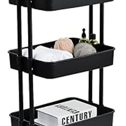 DASNDAS 3 Tier Rolling Cart Utility Organizer, Multi-Function Storage Serving Trolley with Handle and Lockable Wheels for Home Kitchen Bathroom Living Room Office Salon-image-32