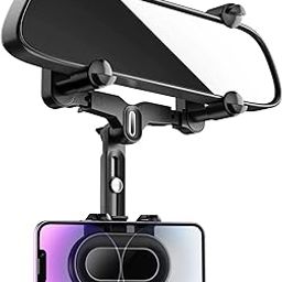 MeganJDesigns Car Phone Mount, 360° Rotatable and Retractable Holder, Multifunctional Rear View Mirror Mount, Four Corners Fixed Anti-Shake Design for All Mobile Phones and Cars-image-62