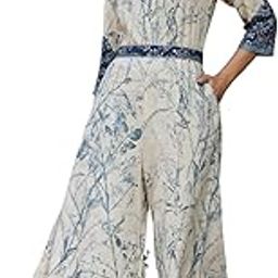 Women's Offwhite Rayon Staple Print With Embroidery Straight Jumpsuit-picture-33