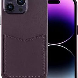 Docco Jette Compatible with iPhone 14 Pro Max Wallet Case, Italian Genuine Leather Case for Apple iPhone 14 Pro Max with Card Holder Built-in Magnets for MagSafe Charging-Deep Purple-image-53