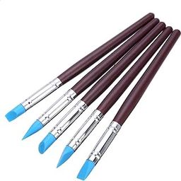 ikis 5pcs Rubber Tip Paint Brushes Clay Tools for Sculpture Pottery Color Shaping Blending Drawing Modeling Remove Fingerprints-picture-3