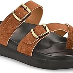 Men Tan Faux Leather Ultra Comfortable Casual Slip On Sandals EP55702Tan_9-image-78
