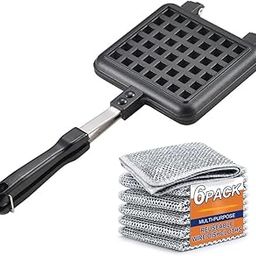 SWAURSAHA Non-Stick Waffle Maker Gas & 6 PCS Non-Scratch Wire Dishwashing Rags | Waffle Toaster Pan Cake Maker Machine-13