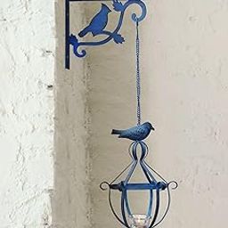 T H & G C Tea Light Bird Bracket Lantern | Blue Decorative Wall-Mounted Mild Steel Lantern with Distress Finish | Bird-Inspired Hanging Lantern with Candle Holder for Garden, Patio, and Balcony Decor-image-82