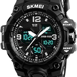 Men's Sports Watch, Large Face Waterproof Dual Time Stopwatch Alarm LED Back Light Count Down Wrist Watch - 1155B-image-84