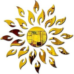 Chote Mote Seller - Sun Golden 1.5 Feet Decorative Mirror Stickers for Wall, Wall Mirror Stickers, 3D Acrylic Stickers Wall Stickers for Hall Room, Bed Room, Kids Room. (Golden, Pack of 1)-image-39