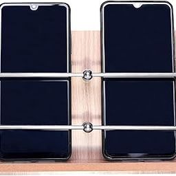 GRIDLAB™ Wooden Double Mobile Holder Stand for Mobile Charging, TV & AC Remote Holding and Keys Hanging at Home, Office, Bedroom, Hotel Wall Mount (Wooden Double Mobile Stand)-image-8