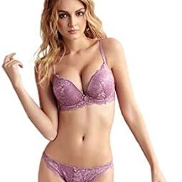 Women's Cotton Beachwear Padded Underwired Push up Elegant Look Bra Panty Set-25