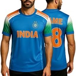 Ashirwad Creation Indian ODI Cricket Jersey 2024-25 | Personalized with Name & Number | Team India Jersey for Kids, Men & Women | Blue-image-84