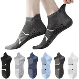 Vogue Athletic No-Show Socks, Unisex, Anti-Slip Grip, Pack of 6 Pairs, Assorted Colours-image-81