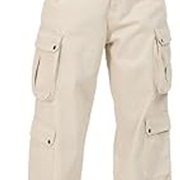 Women Cotton Button and Zip High Rise Relaxed Fit Cargo Trouser with Snap-image-50