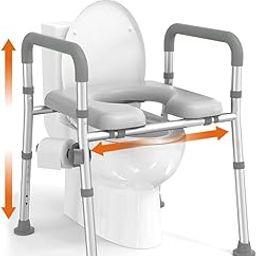 HANNEA® Toilet Seat Riser for Seniors, Rugged Aluminum Alloy Anti-slip Toilet Seat with Handrail Dual Way Adjustable Height and Width Design Universal Toilet Seat Riser with Handrail-image-31
