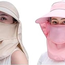 2pcs Women Sun Hat for Women Wide Brim UV Protection Fishing Hat Foldable Ponytail Summer Hats with Detachable Flaps-image-28