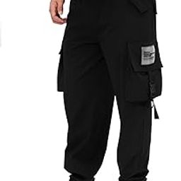 Batman: Dark Knight Men and Boys Drawstringed Black Printed Cotton Cargo Joggers-image-10