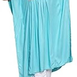 Sky Blue Geometric Printed Rayon Dobby Kaftan with Thread Work Embroidery-picture-16