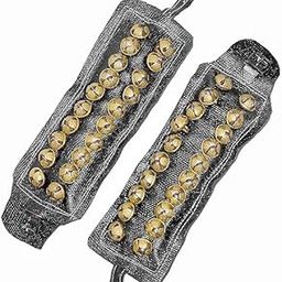 ELEGANT CASA Brass Golden Ghungroo Ankle Bells with Black Leather Strap & luxurious Velvet Bag| Ankle Bells for Classical Kathak, Bharatnatyam Kuchipudi Dance Woman,& Man-image-61