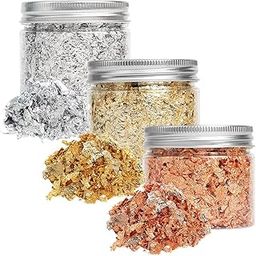 A.S.K Gold Foil Leaf Flakes for Resin, Imitation Gold Foil Flakes Metallic Leaf for Nails, Painting, Crafts, Slime and Resin, Gliding Jewelry Making (Gold, Silver, Copper Colors)-image-114