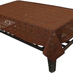 Kuber Industries Center Table Cover|Cotton Center Table Cover for Living Room|Table Cloth for 4 Seater|Circle Design|BROWN-image-11