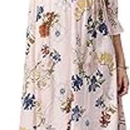 Baby Pink Floral Rayon Maternity/Feeding/Nursing Short Dress-image-44