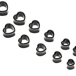 ™ 4x7 Pairs Black Heart Shaped Tunnel Acrylic Ear Plug Flesh Tunnel 8mm - 20mm | Body Piercing Jewelry | Body Jewelry | Fashion Jewelry-image-18