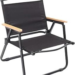 Garden Art Folding Portable Metal Camping Chair with Wooden Armset | Reclining Outdoor Chair for Camping, Hiking, Fishing, Picnic | Light Weight Easy to Fold and Carry GAFCBL1491-4 (Black, Large)-image-26