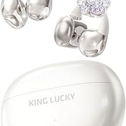 King Lucky Ear Cuff, Bluetooth Earphones, Detachable Butterfly Earrings, Women's, Wireless Open Ear Bluetooth Earphones, Ear Cuffs, Waterproof, IPX5, Built-in Microphone, Rapid Charging, Sound Leakage-27