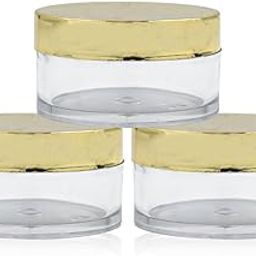 Happy Packaging 25 Gm Round Empty Acrylic cosmetic Cream Container|Jars With Gold Cap And White Inner Lids For Creams|Balms |Face Scrub|Body Cream Etc pack of 6-47