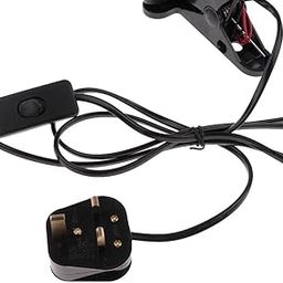 MYADDICTION UK Plug E27 2-Head Clip on Reading Light Base Desk Reading Lamp Socket Black-16