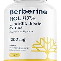 Premium Berberine Supplement with Milk Thistle – 97% Pure Berberine HCL from Himalayas – 3rd Party Lab Verified – Supports Healthy Blood Sugar, Metabolism & PCOS Wellness – 1200mg Per Serving-30