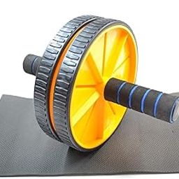 Sixteen Double Abs Wheel Roller for Men & Women Stomach, Core Workout, Abdominal Strength Training Exercise Equipment Kit for Gym and Home Use - Yellow Black-image-3