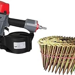 Kaymo ECO-PN2970 Pneumatic Coil Nailer with Coil Nails 2.3 x 50 mm (1800 Nails) | 15° Coil Nail Gun | 3.7 Kg Heavy-Duty Tool | 70–110 PSI | Adjustable Magazine | Spring Balance Compatible-image-1