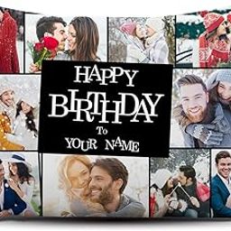 K1Gifts Satin Birthday Personalized 10 Photos with Name Pillow/Cushion (White, 12 x 15 Inch)-image-19
