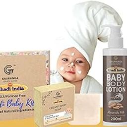 Khadi New Born Baby Care Kit with Almond Milk Body Lotion, Massage Oil, Creamy Soap, Natural Ingredients-picture-20