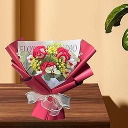 ATORSE Gypsophila Crochet Flower Bouquet Gift for New Year Valentine's Day Festival Red|Home & Garden|Home D?©cor|Floral D?©cor-image-54