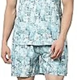 Men's Printed Pajama Set/Co-ord Set/Night Wear/Beach Wear (Light Blue, Medium)-image-8