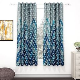 MollisHomes Window Curtains 5 Feet Long Set of 2 | Abstract Design | Polyester | Light Filtering Curtains | Curtains for Living Room | (118 x 152 cm, Grey & Blue) | Perfect for Home Decor-image-6