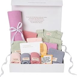 Smileful Organic Baby Gift Set (13 Pcs) | Unisex - Boys & Girls | GOTS Certified Organic Cotton | AZO Free Dyes | Eco-Friendly | Ideal Baby Shower & Newborn Gift (Premium)-image-25