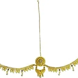 jewelopia Matha Patti Gold Plated Bridal Maang Tika Traditional for Women and Girls-picture-14