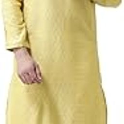 Men's Cotton Blend Long Sleeves Regular Fit Solid Blue Kurta Trousers Set-0