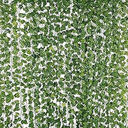 Plastic Artificial Garlands Hanging Leaves Greenery Vine Lights Creeper Plants For Home Decor Main Door Wall Balcony Office Decoration Party Festival Craft(8 Feet)(Pack Of 3)-36