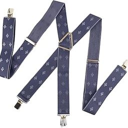 Willian Store Self Design Adjustable X-Back Suspender Golden Clips for Men - Grey,White-picture-17