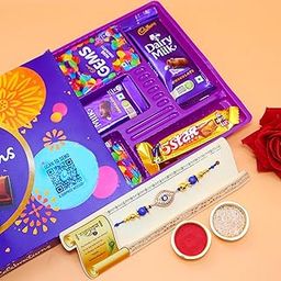 JAIPUR ACE Rakhi Hamper With Chocolate Celebration Box Combo Pack, Rakshabandhan Rakhi Gift Hamper For Brother/Bro With Roli Kumkum & Greeting Card (Rakhi + Celebration Hamper), 250 Gm-image-40