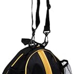 Segolike 2 in 1 Waterproof Shoulder bag/ Handbag with Side Mesh Pocket for Holding Carrying 1 Basketball/Soccer/Volleyball - black + yellow-8