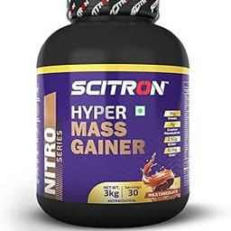 SCITRON Nitro Series Hyper Mass Gainer 3Kg Milk Chocolate (30 Servings, 377 Kcal, 14g Protein, 78g Carbs, 3g Creatine Monohydrate, 2.92g BCAAs, 6.14g EAAs) | Max Gains, Max Results-image-5