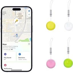 Air Tracker Tag for Keys,Wallet,Pets,Luggage and More,Bluetooth Tracker Works with Apple Find My (4 Pack Mix Color, iOS Only)-image-57