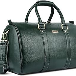 Duffle Bag for Travel (18") - Genuine Leather, Water-Resistant -Ideal Cabin Bag for Flight -Men and Women's Weekender Travel Bag for Luggage (18 Inch, Sea Green)-image-14