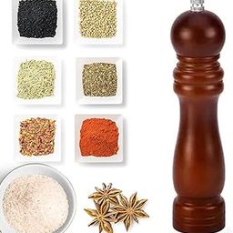 Zevon 8 Inch Wooden Salt Pepper Crusher for Kitchen or Black Pepper Crusher or Papper Mill for Kitchen - Spice Mill with Brushed Stainless Steel,Ceramic Blades and Adjustable Coarseness (Dark Brown)-picture-10